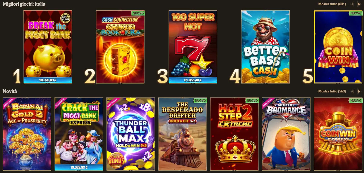 Bonus di Benvenuto 100% fino a €500 + 200 Giri Gratis